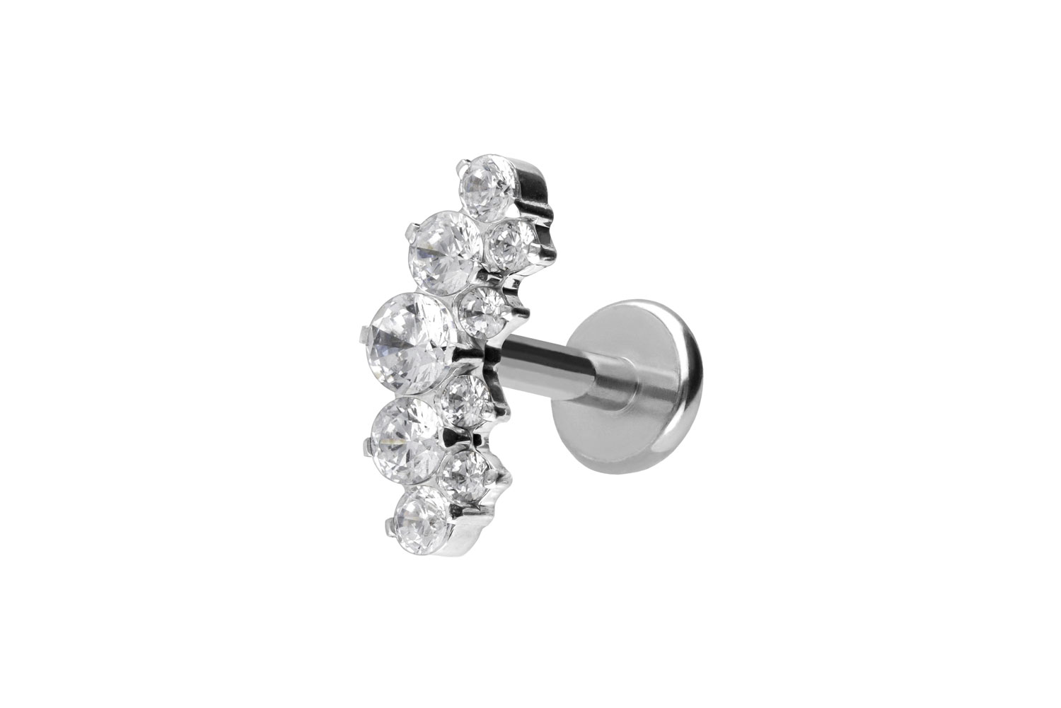 Titan Labret Piercing mit Push Fit KRISTALLBOGEN